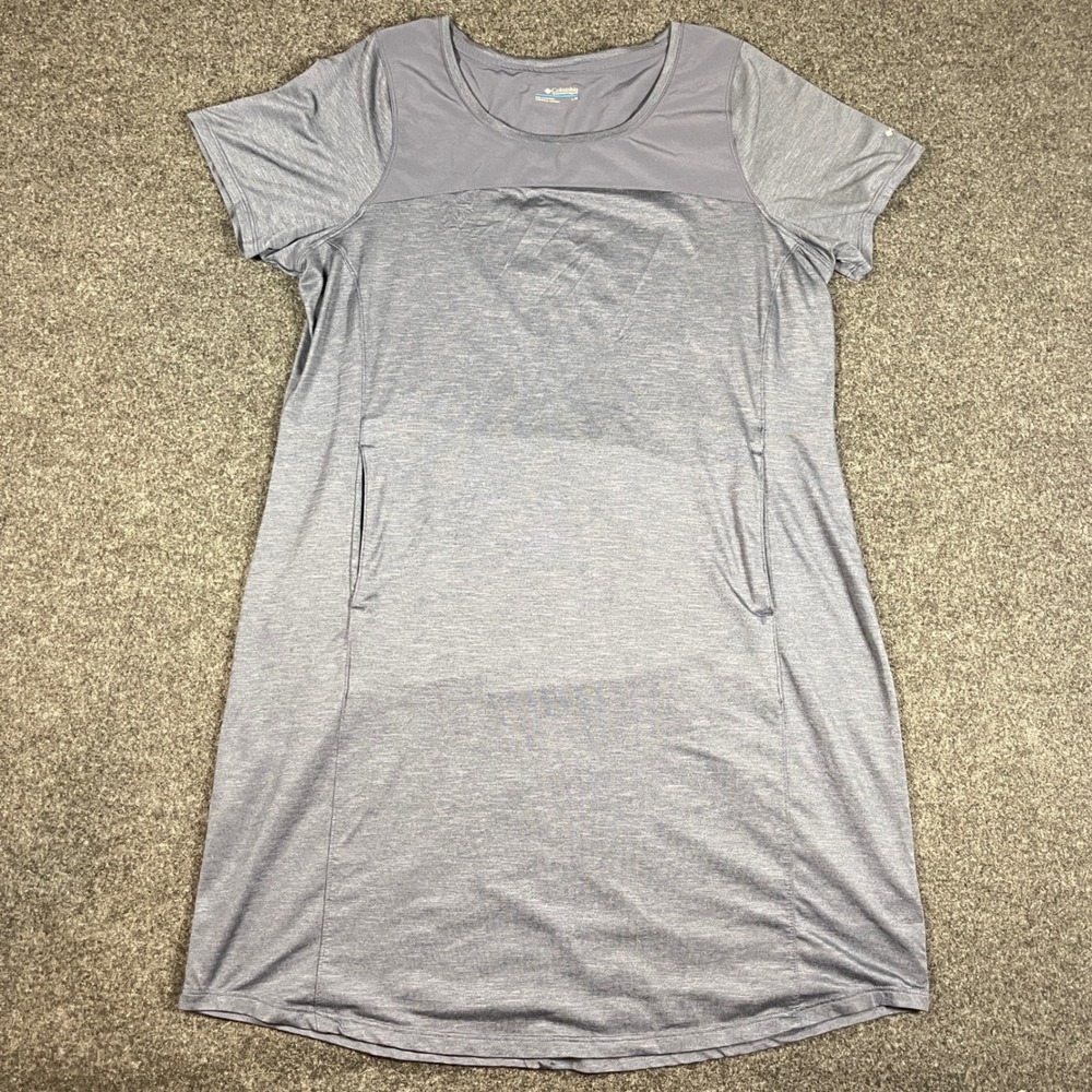 Columbia Womens Heather Grey Short Sleeve Active Hiking Pocket Dress Large